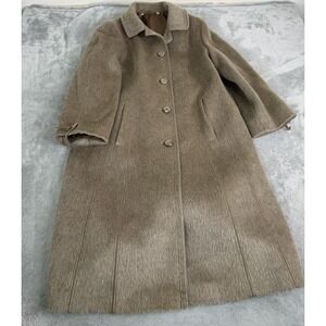 Vintage Calw Llama Mohair Trench Coat Women's Size Large Brown